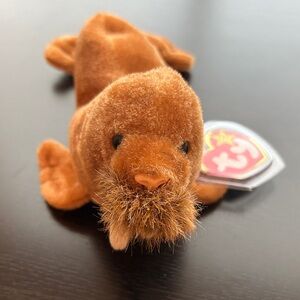 Ty Beanie Baby Paul Plush Walrus Toy in Brown